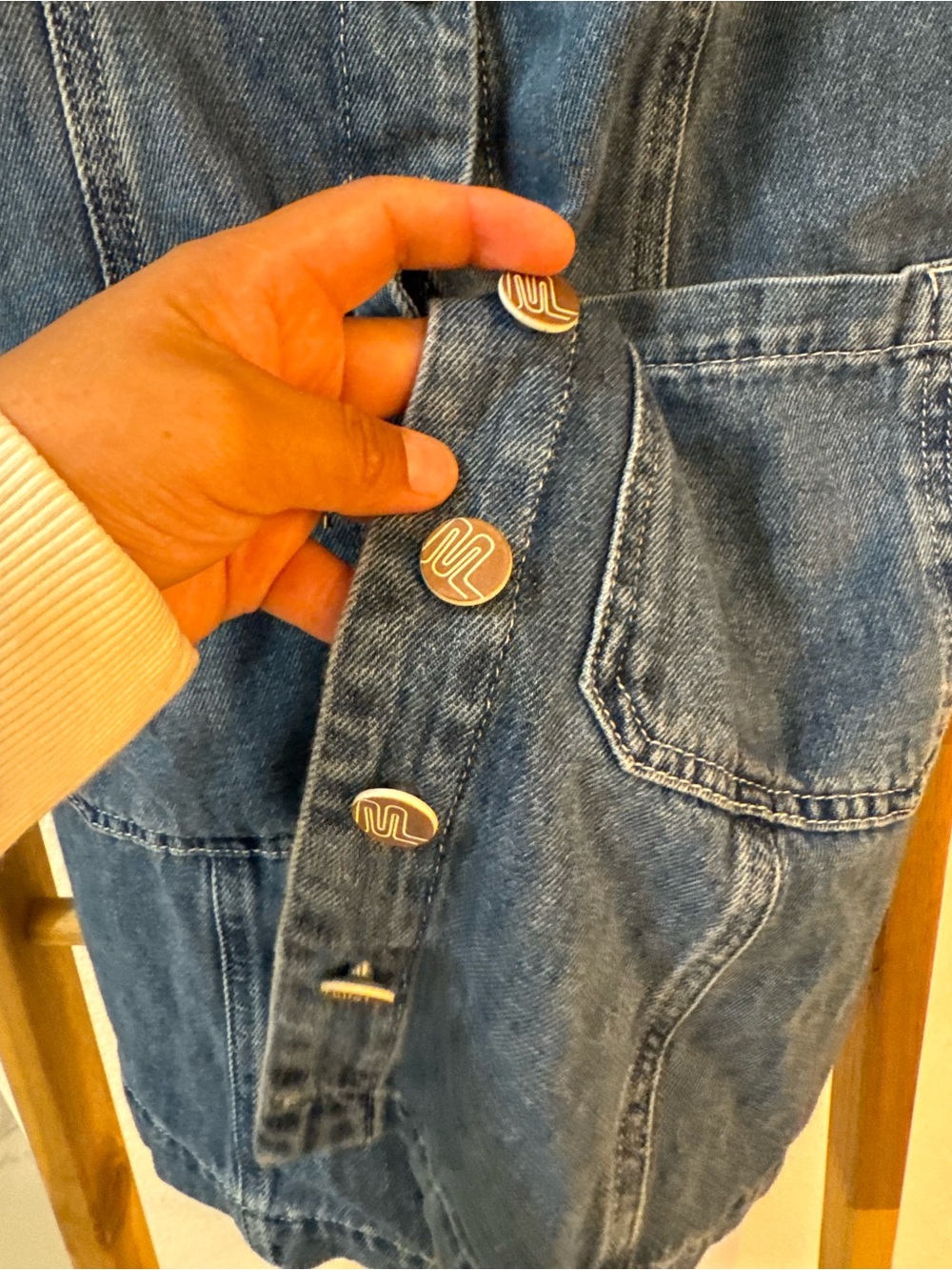 Marine Layer Daisy Mini Denim Button-Front 100% Cotton size XS Pockets - Picture 7 of 15